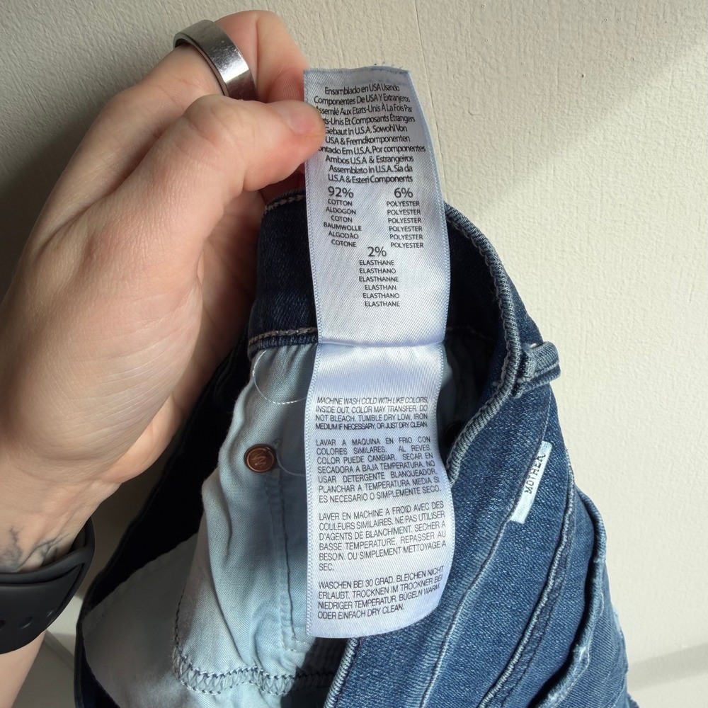 MOTHER Denim Mini Skirt Size 27 Blue Distressed Frayed Hem - Picture 6 of 8